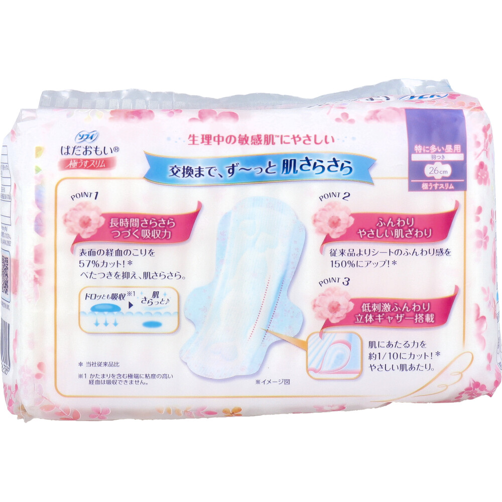Ultra Thin Slim Daytime Use for Especially Heavy Menstrual Flow With Wings 26cm