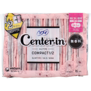 Menstrual Flow Product Center-in Compact 1/2 Unscented For Super Heavy Days/Slim 24.5cm with Wings